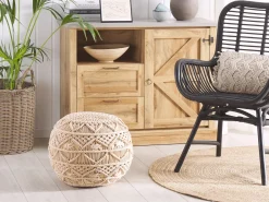 Hot Beliani Pouf Macramè KAYSERI Cotone Beige