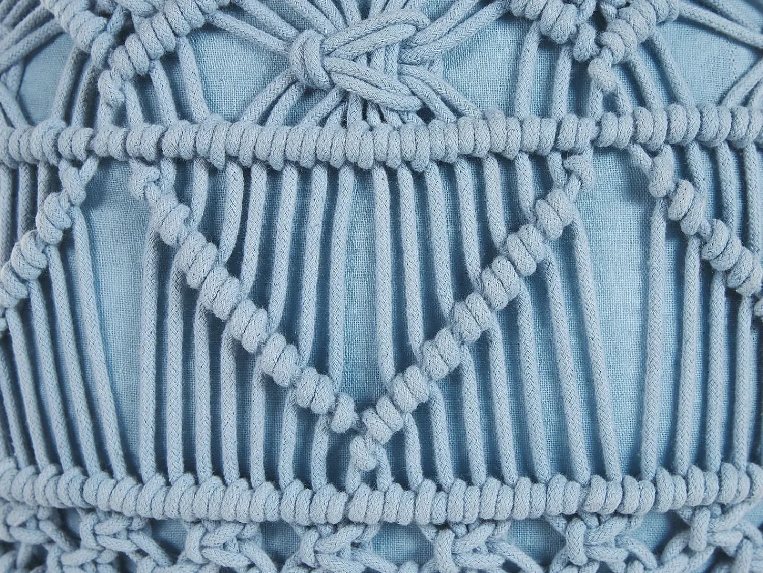Clearance Beliani Pouf Macramè KAYSERI Cotone Blu