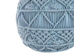 Clearance Beliani Pouf Macramè KAYSERI Cotone Blu