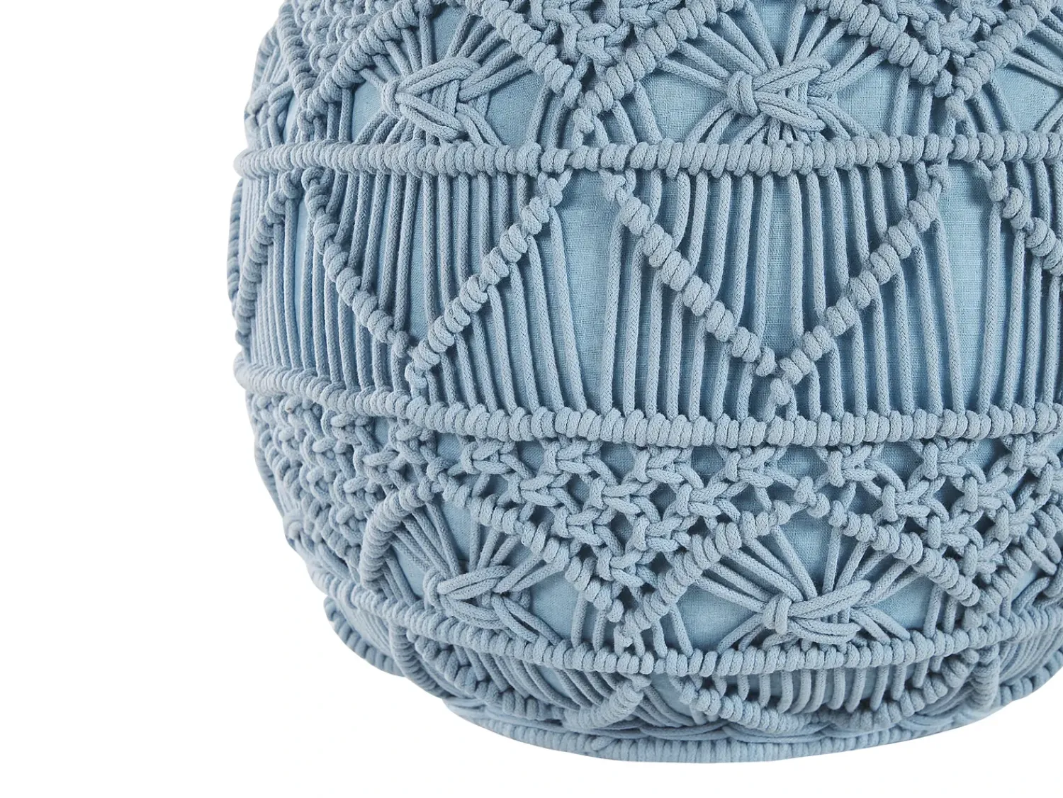 Clearance Beliani Pouf Macramè KAYSERI Cotone Blu