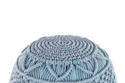 Clearance Beliani Pouf Macramè KAYSERI Cotone Blu