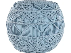 Clearance Beliani Pouf Macramè KAYSERI Cotone Blu