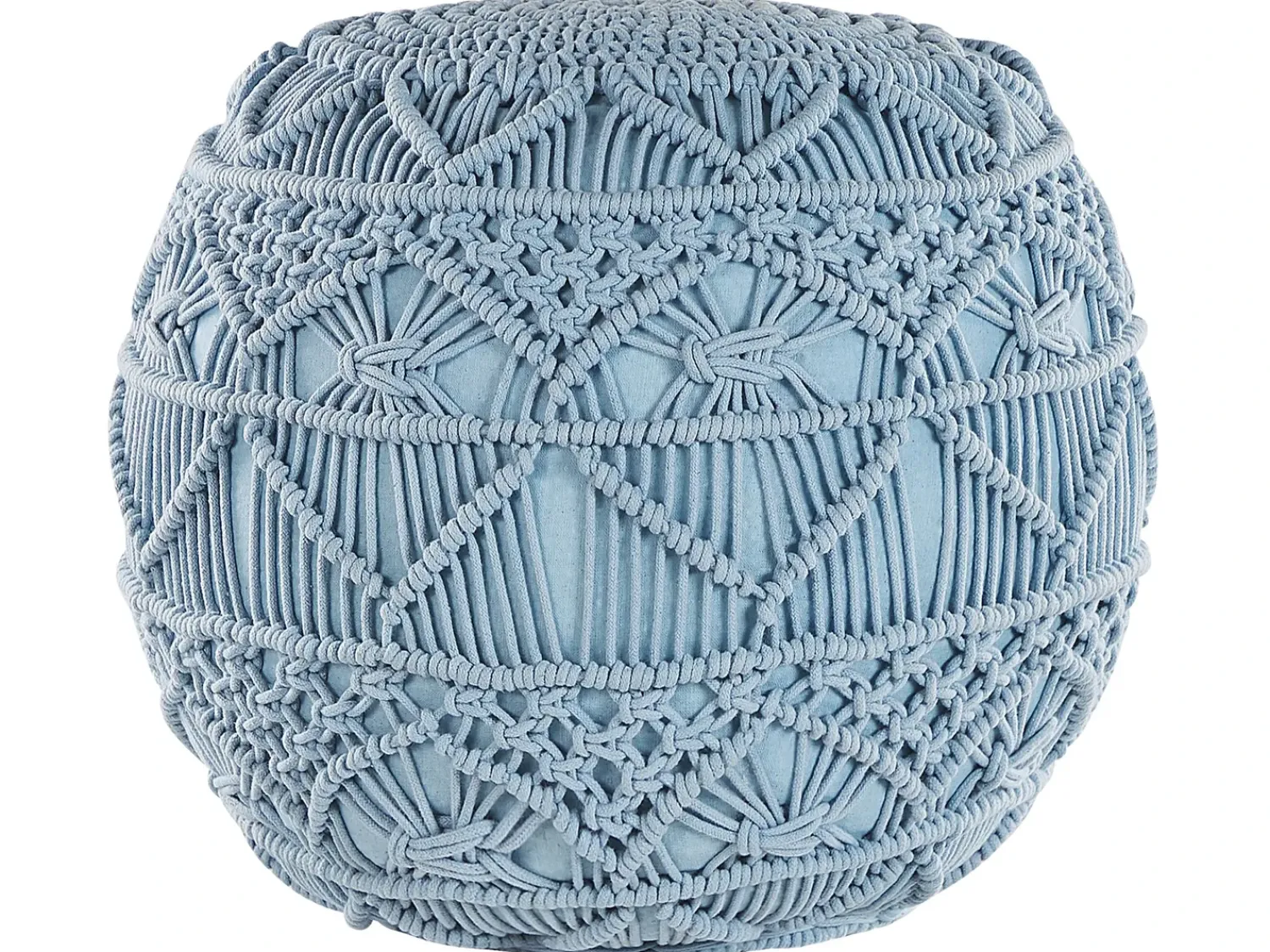 Clearance Beliani Pouf Macramè KAYSERI Cotone Blu