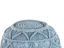 Clearance Beliani Pouf Macramè KAYSERI Cotone Blu