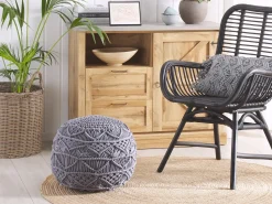 Beliani Pouf Macramè KAYSERI Cotone Grigio