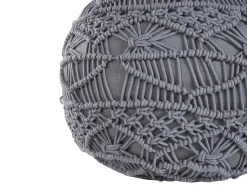 Beliani Pouf Macramè KAYSERI Cotone Grigio
