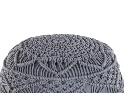 Beliani Pouf Macramè KAYSERI Cotone Grigio