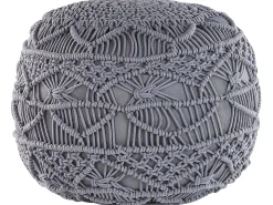 Beliani Pouf Macramè KAYSERI Cotone Grigio