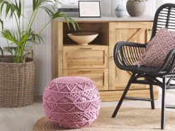 Best Beliani Pouf Macramè KAYSERI Cotone Rosa