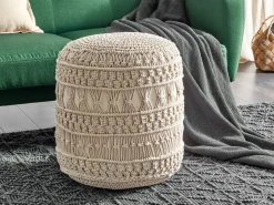 Online Beliani Pouf Macramè THAKOT Cotone Beige