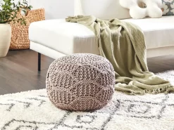 Beliani Pouf Macramè TRIMAN Cotone Tortora Beige