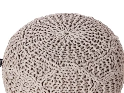 Beliani Pouf Macramè TRIMAN Cotone Tortora Beige
