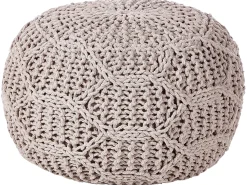 Beliani Pouf Macramè TRIMAN Cotone Tortora Beige