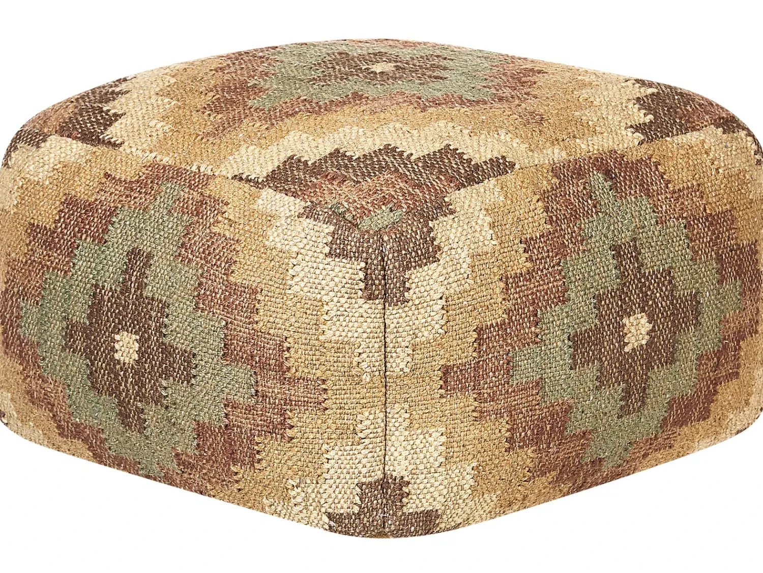 New Beliani Pouf MAGURI Iuta Multicolore Beige Marrone Multicolore Verde