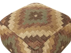New Beliani Pouf MAGURI Iuta Multicolore Beige Marrone Multicolore Verde