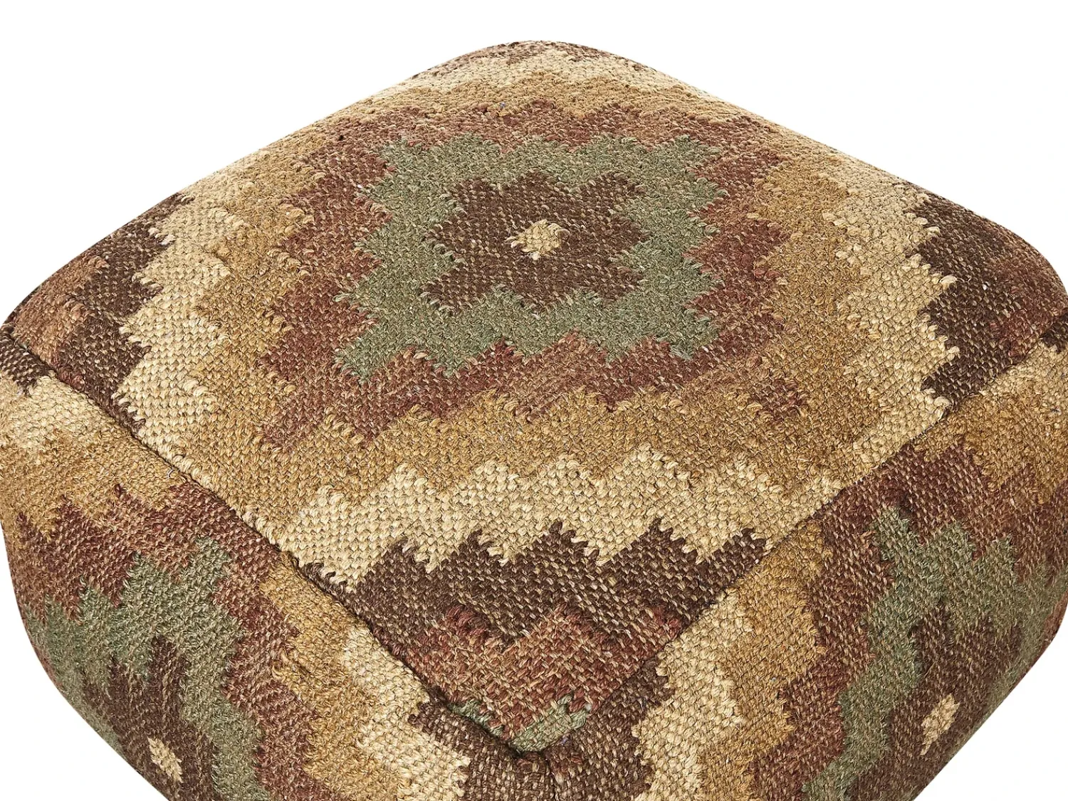 New Beliani Pouf MAGURI Iuta Multicolore Beige Marrone Multicolore Verde