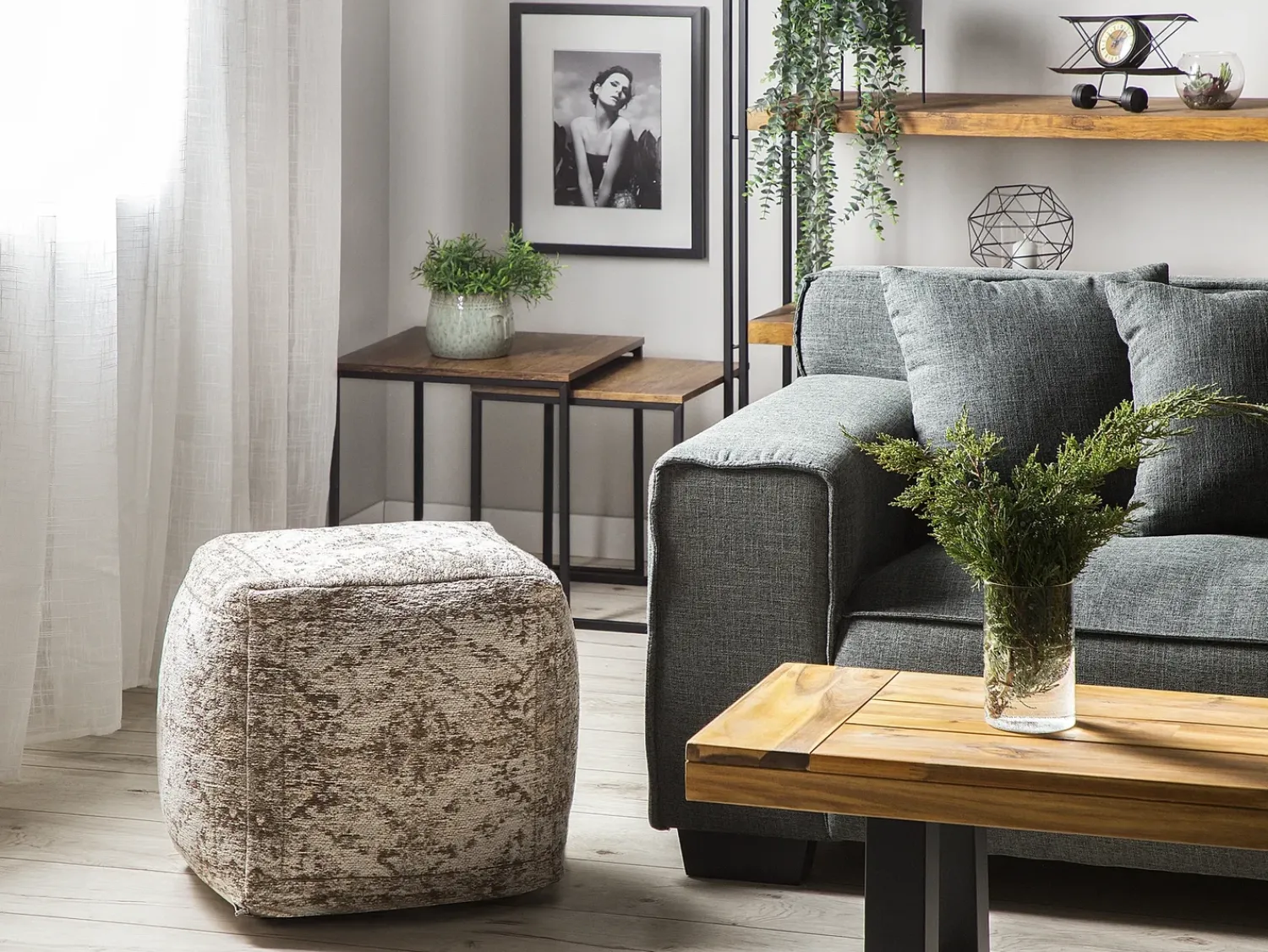 Outlet Beliani Pouf MEERUT Cotone Tortora Marrone
