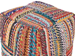 Hot Beliani Pouf MEKHTAR Cotone Multicolore Arancione Blu Rosso Multicolore
