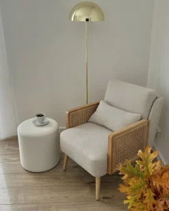 Outlet Beliani Pouf MOAB Bouclé Bianco