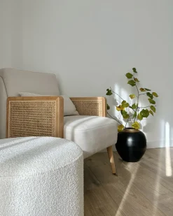 Outlet Beliani Pouf MOAB Bouclé Bianco