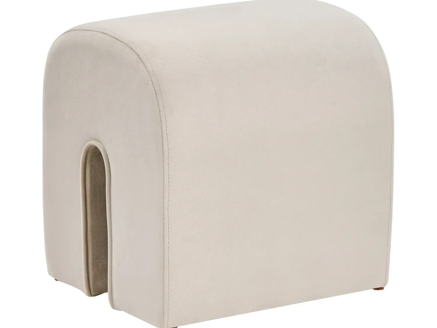 New Beliani Pouf MODOC Velluto Beige