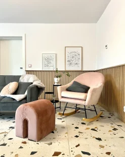 Sale Beliani Pouf MODOC Velluto Rosa
