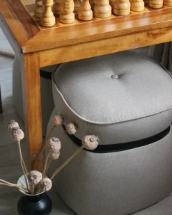 Discount Beliani Pouf MONTEREY Lino sintetico Beige