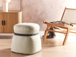 Discount Beliani Pouf MONTEREY Lino sintetico Beige