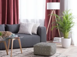 Outlet Beliani Pouf MUKKI Cotone Nero/Bianco Bianco Nero