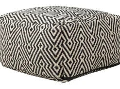 Outlet Beliani Pouf MUKKI Cotone Nero/Bianco Bianco Nero