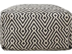 Outlet Beliani Pouf MUKKI Cotone Nero/Bianco Bianco Nero
