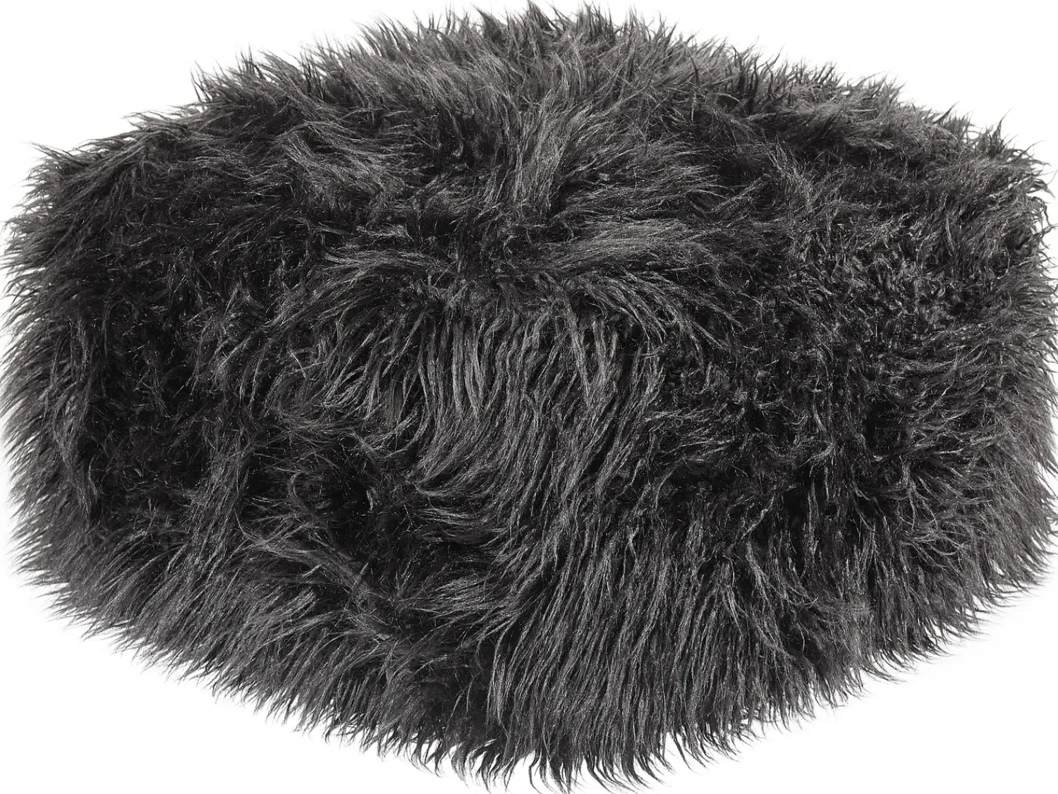 Best Beliani Pouf MUKKI Finta pelliccia Nero