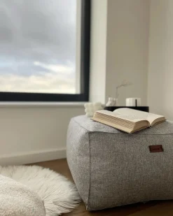 Outlet Beliani Pouf MUKKI Tessuto Grigio