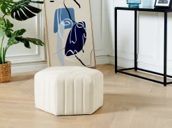 Discount Beliani Pouf MURIETTA Velluto sporco Bianco