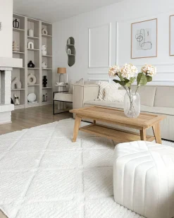 Discount Beliani Pouf MURIETTA Velluto sporco Bianco