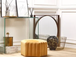 Hot Beliani Pouf MURIETTA Velluto Senape Giallo