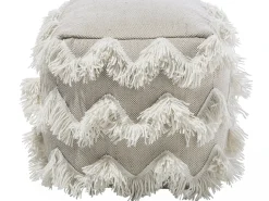 Hot Beliani Pouf NASHIK Cotone Beige Bianco Beige Oro