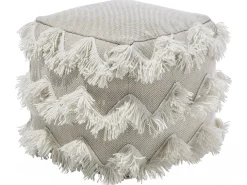 Hot Beliani Pouf NASHIK Cotone Beige Bianco Beige Oro