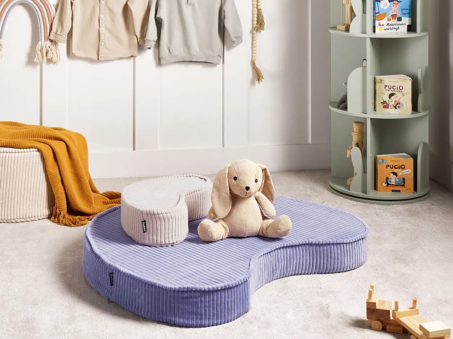 Discount Beliani Pouf NILI Velluto Viola chiaro Beige Viola