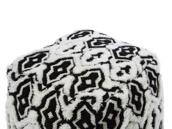 Outlet Beliani Pouf ORAI Lana Nero/Bianco Bianco Nero