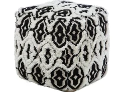 Outlet Beliani Pouf ORAI Lana Nero/Bianco Bianco Nero