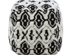 Outlet Beliani Pouf ORAI Lana Nero/Bianco Bianco Nero