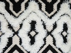 Outlet Beliani Pouf ORAI Lana Nero/Bianco Bianco Nero