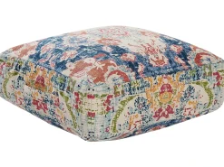 Beliani Pouf OUED Cotone Multicolore Blu Rosso Verde Multicolore