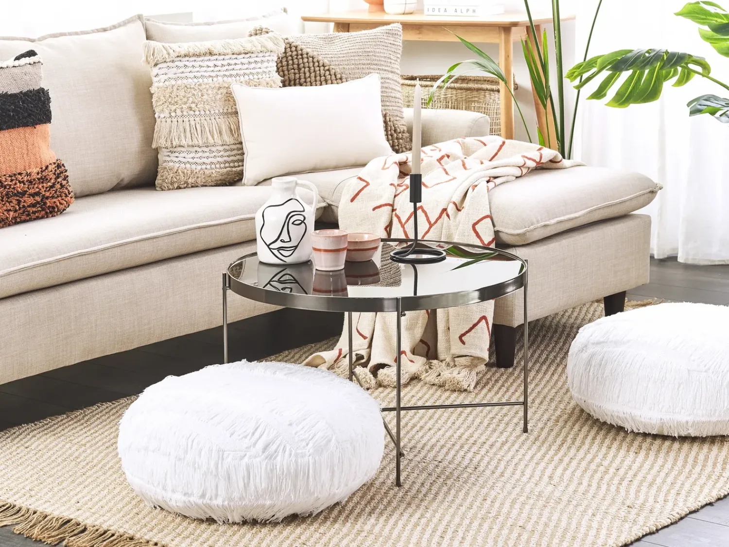 Sale Beliani Pouf OULAD Cotone Bianco