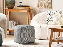 Sale Beliani Pouf PANDRAN Cotone Nero/Bianco Bianco Nero