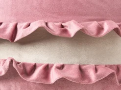New Beliani Pouf per bambini MAROT Velluto Rosa Bianco Rosa