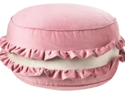 New Beliani Pouf per bambini MAROT Velluto Rosa Bianco Rosa