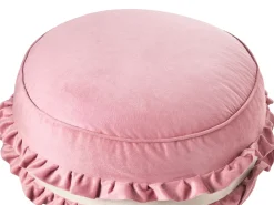 New Beliani Pouf per bambini MAROT Velluto Rosa Bianco Rosa