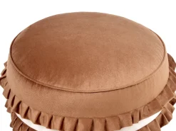 Hot Beliani Pouf per bambini MAROT Velluto Marrone Bianco Marrone